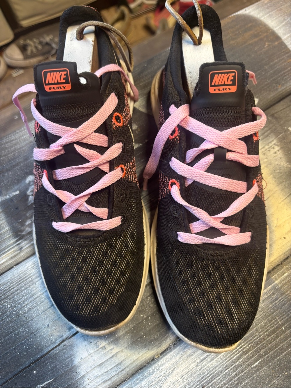Nike Fury black & pink sneakers #running #athletic Womens 8 good condition